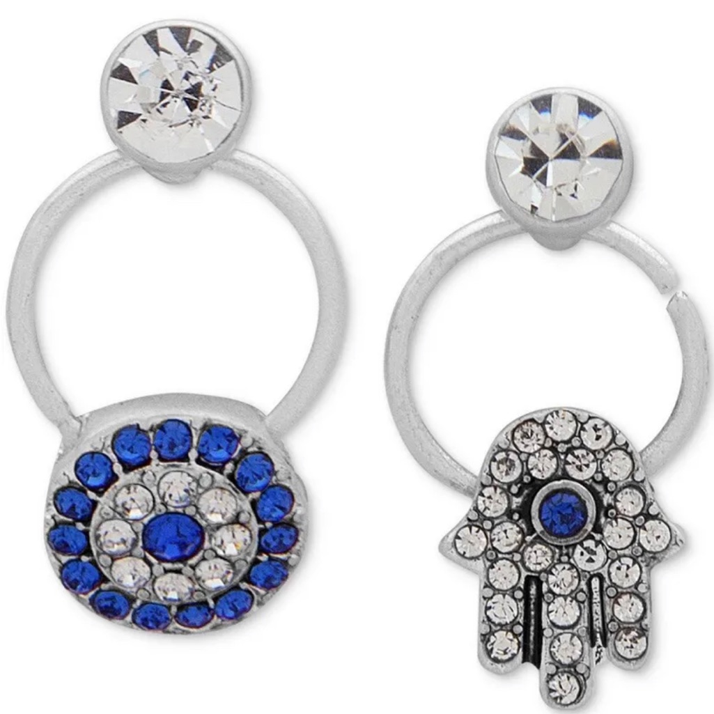 Lonna Lilly Crystal Hamsa Evil Eye Lucky Mismatch Earrings L1a 14$